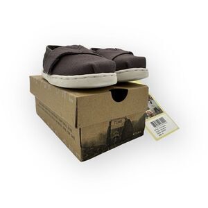 NWT Toms Kids Tiny Classic Hook & Loop Alpargata Sneaker Shoes Ash Canvas Sz T5